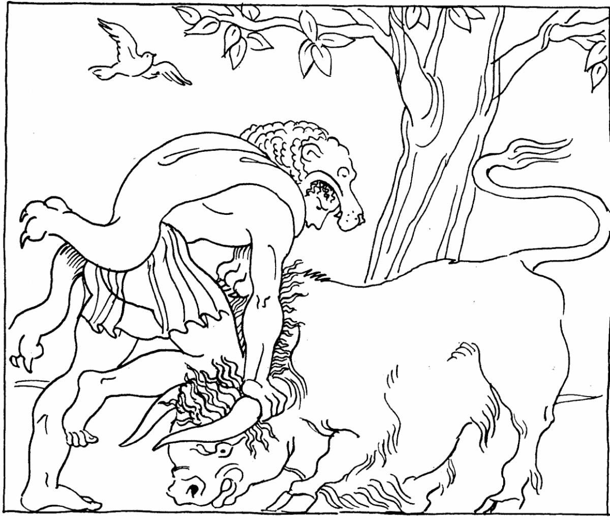 Brilliantly colored 12 labors of hercules coloring book