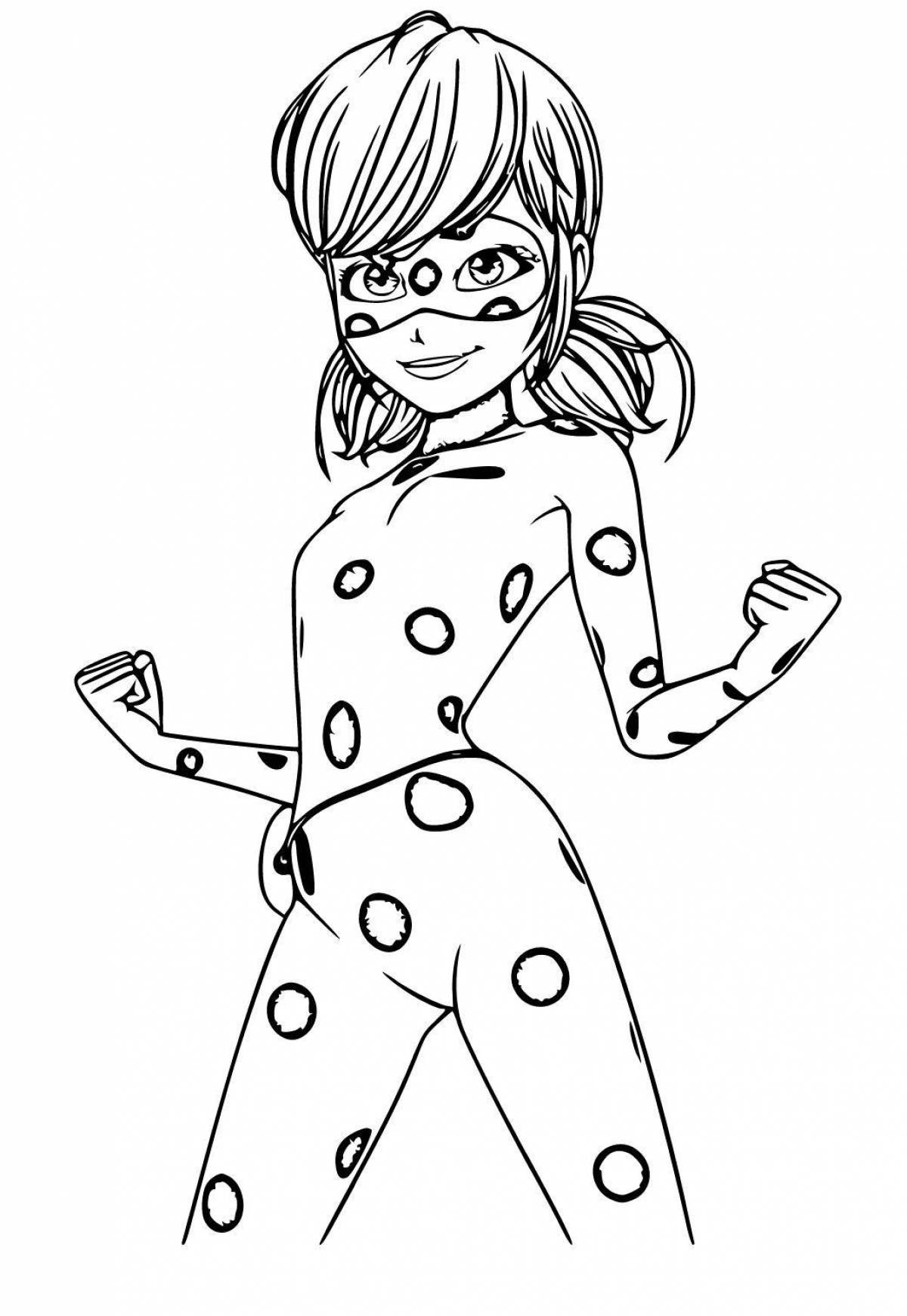 Coloring page with ladybug earrings
