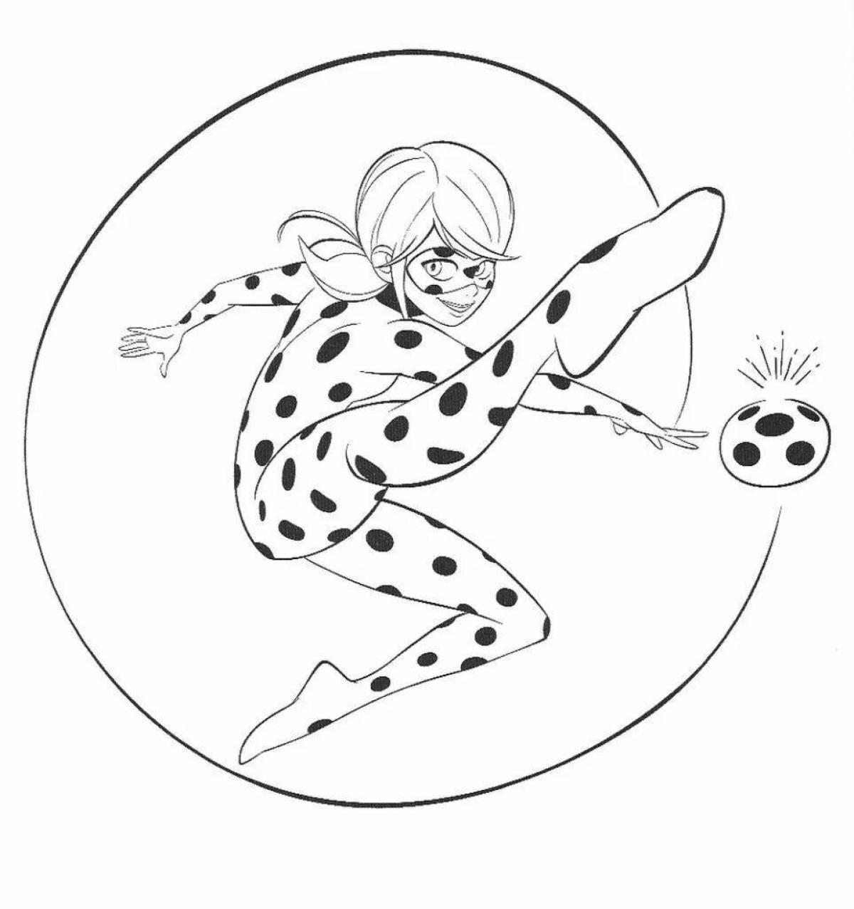 Coloring page with a playful ladybug earring