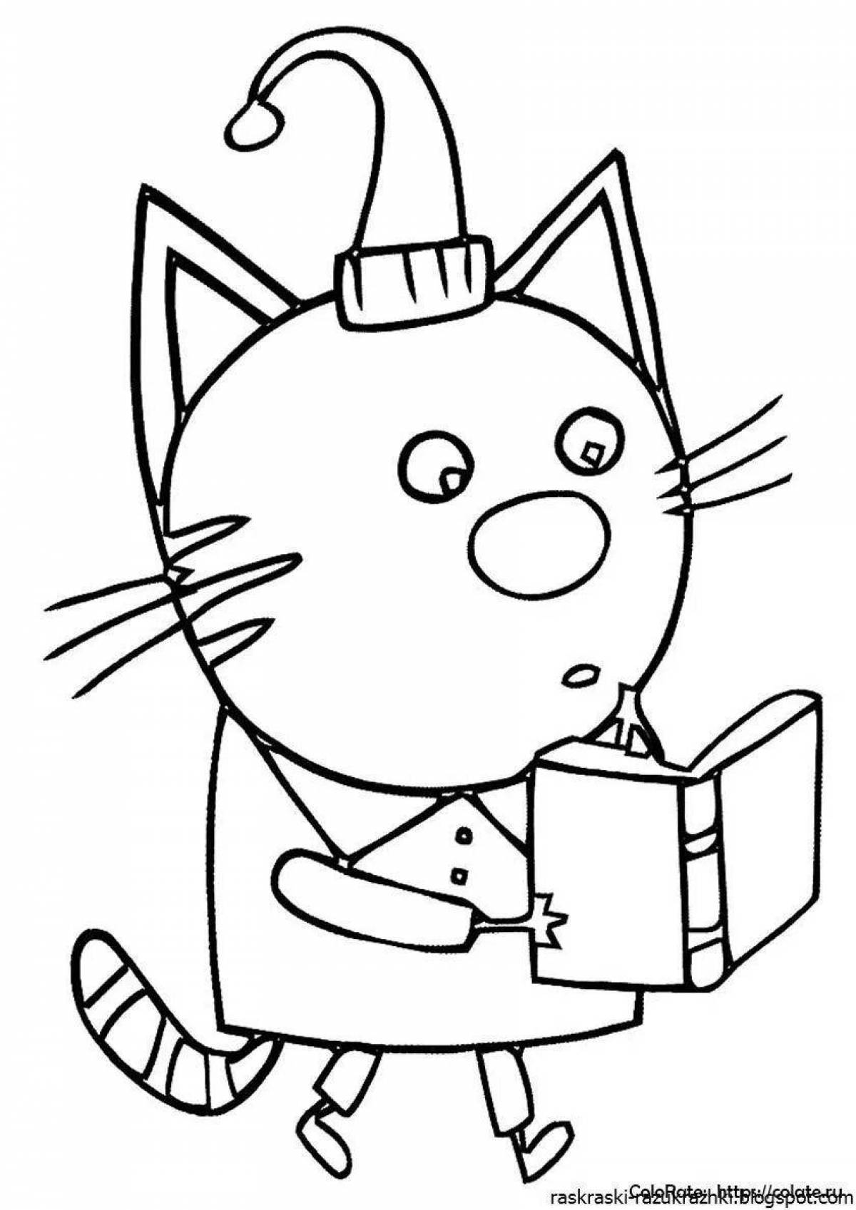 Three cats animated coloring book