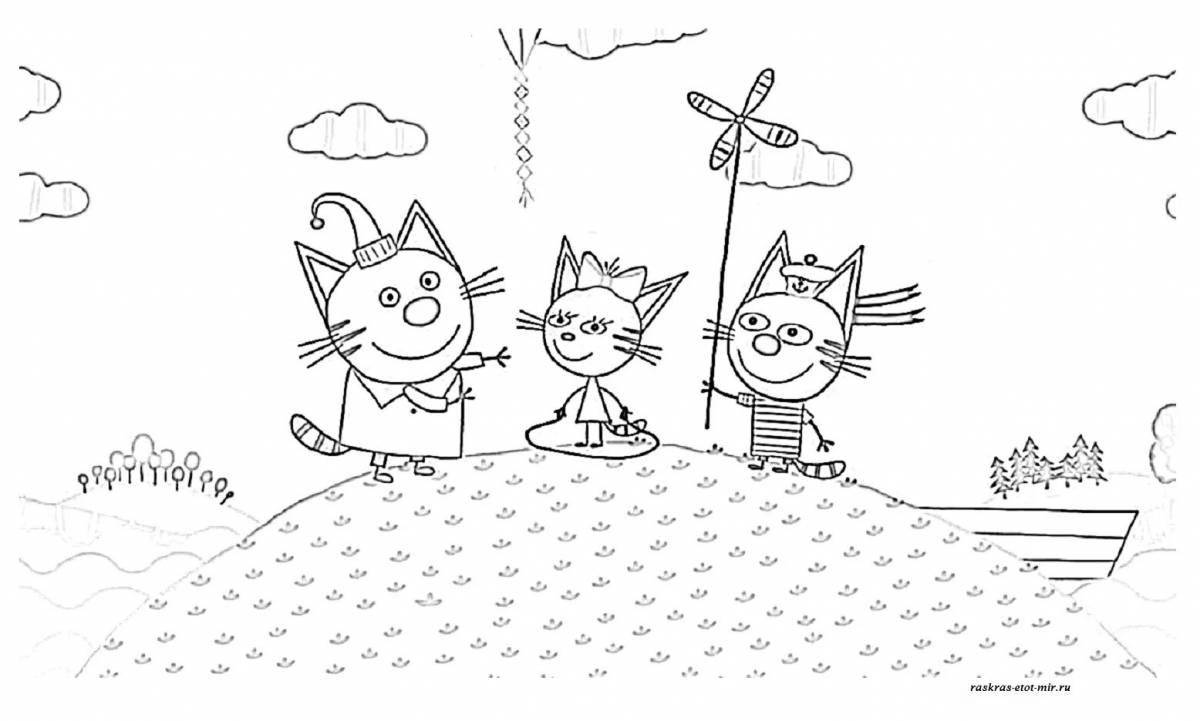 Развлекательная мультяшная раскраска «три кота»