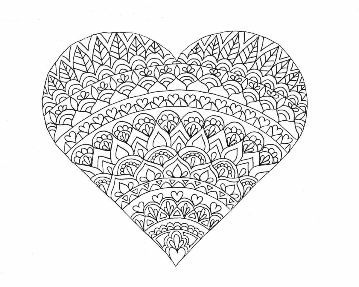 Playful heart by numbers coloring page