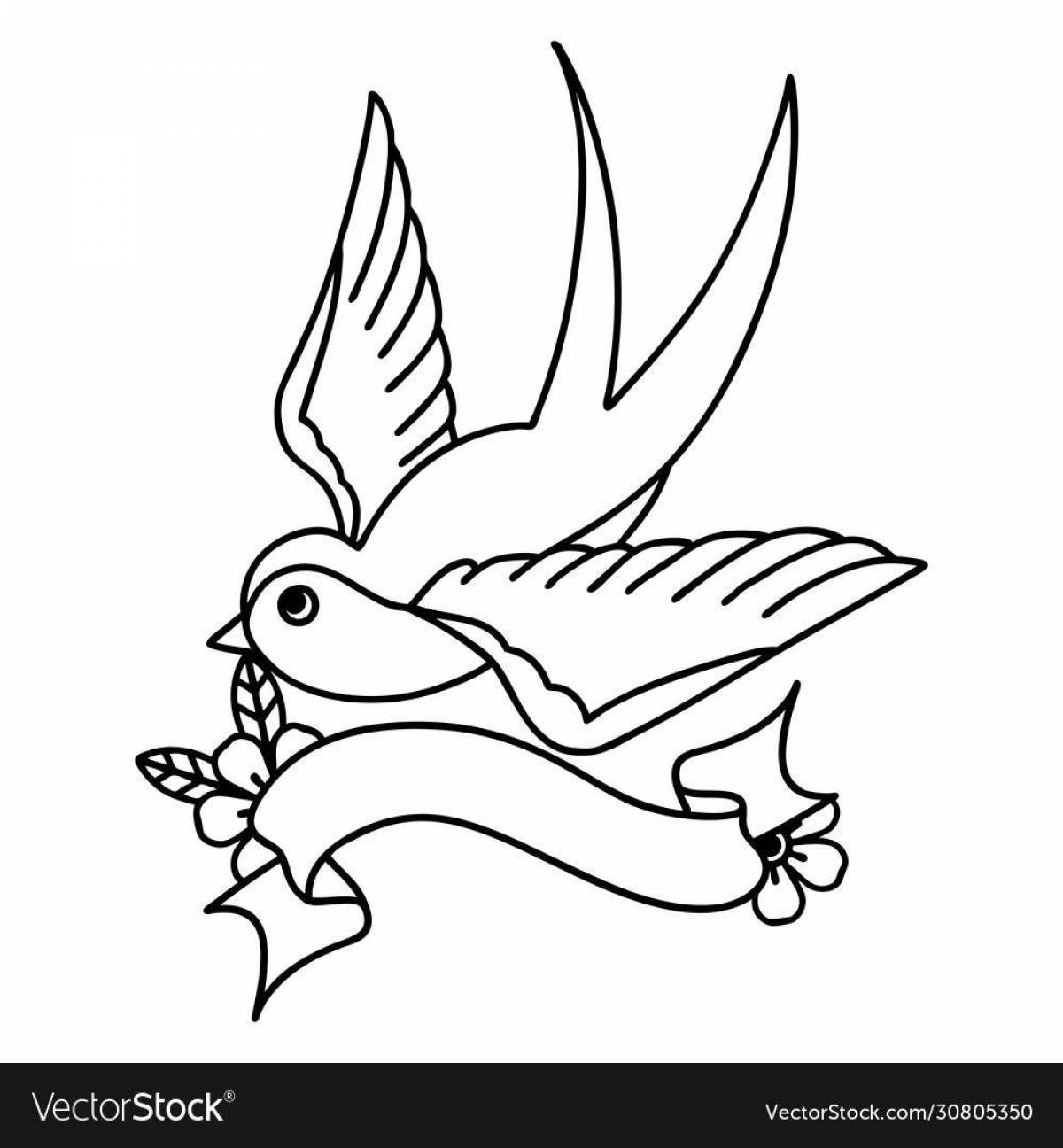 Majestic swallow with letter