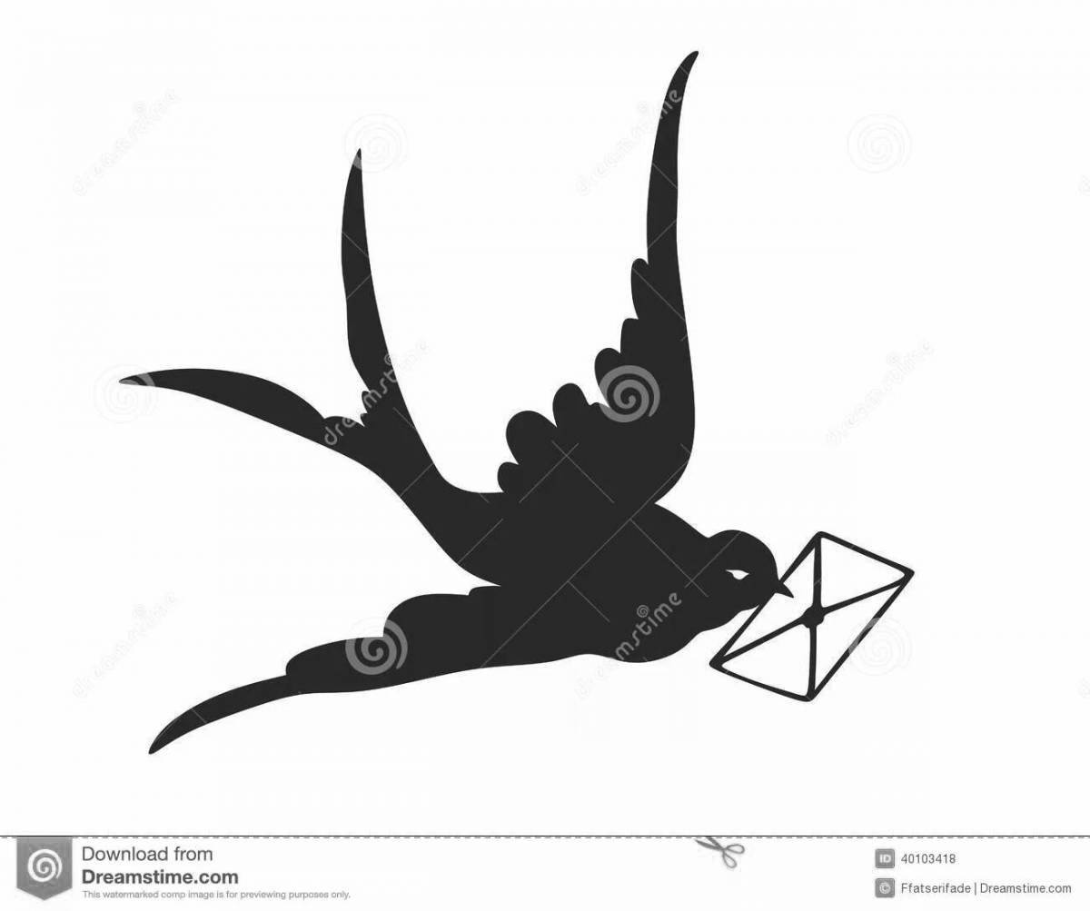 Glossy swallow with letter
