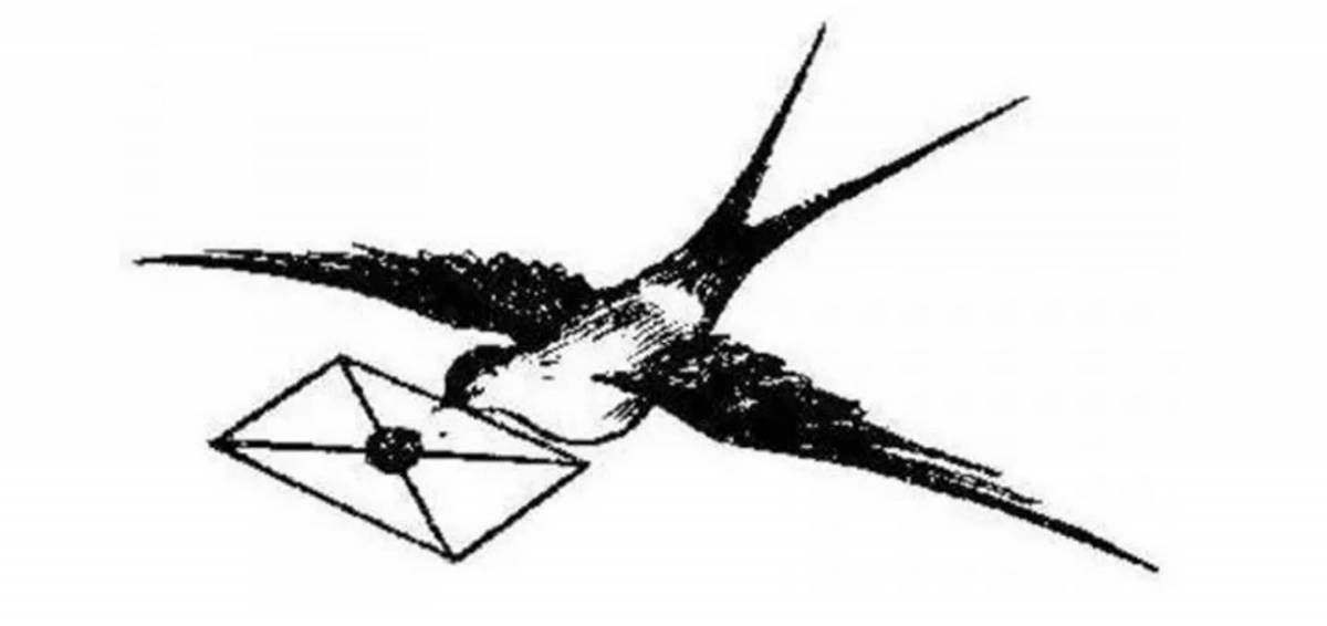 Swallow with letter #4