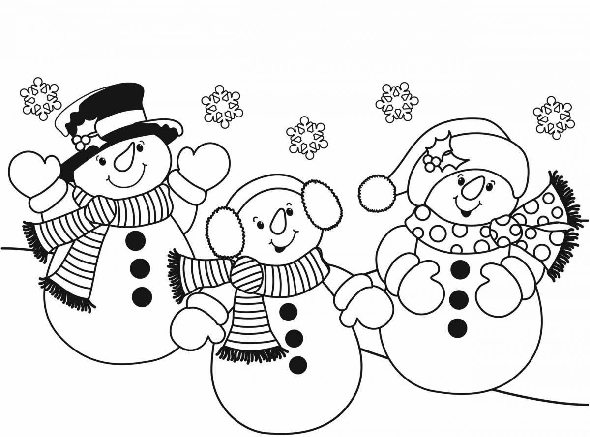 Colorful Christmas snowman coloring book