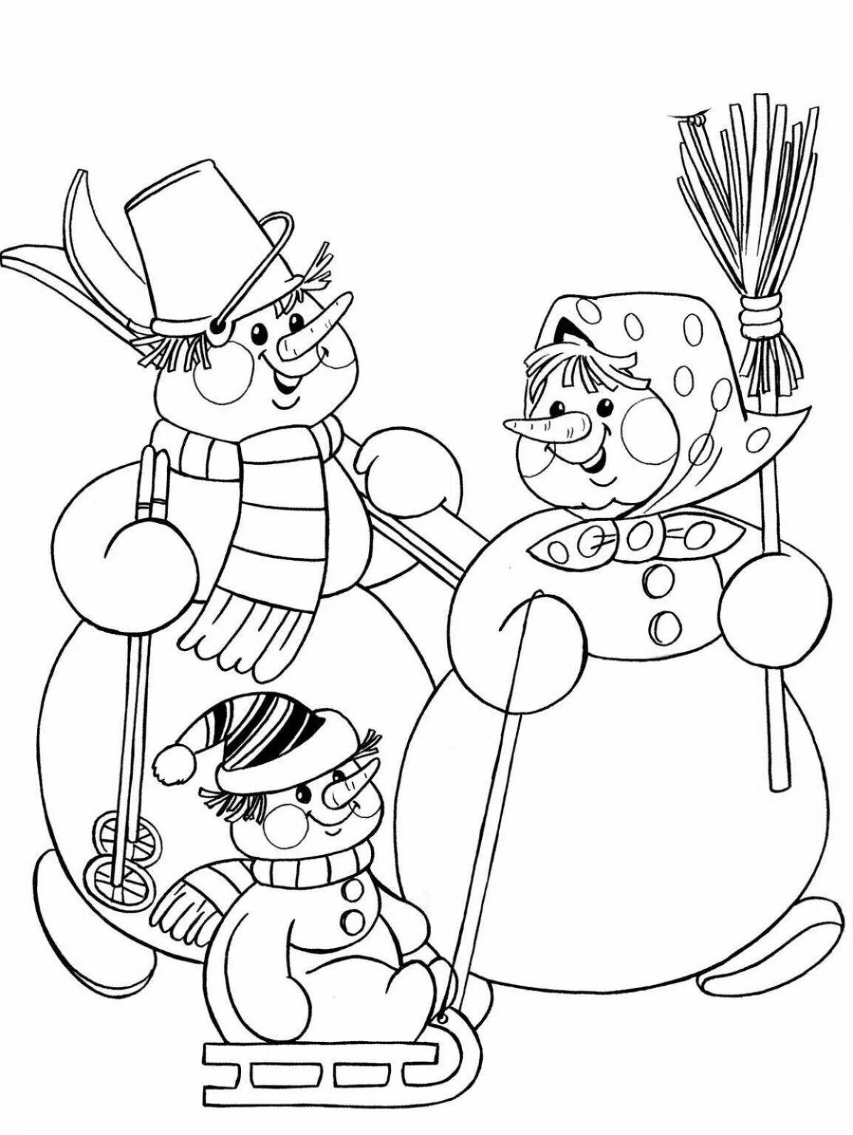 Glitter Christmas snowman coloring book