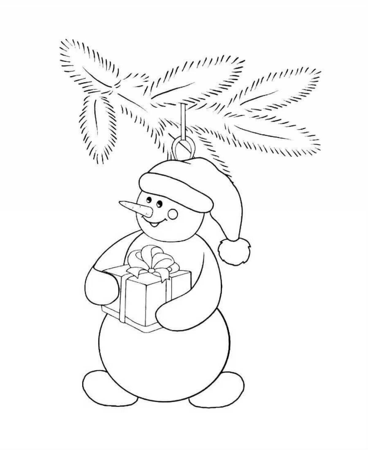 Exotic Christmas snowman coloring page