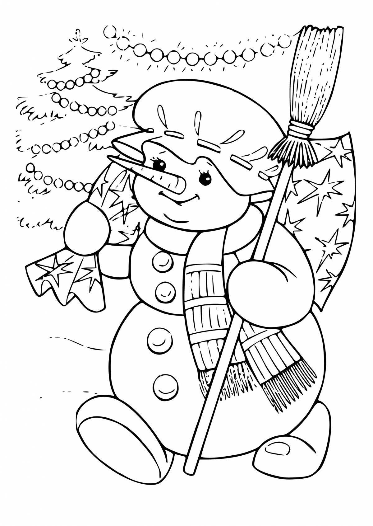 A fascinating Christmas coloring book snowman