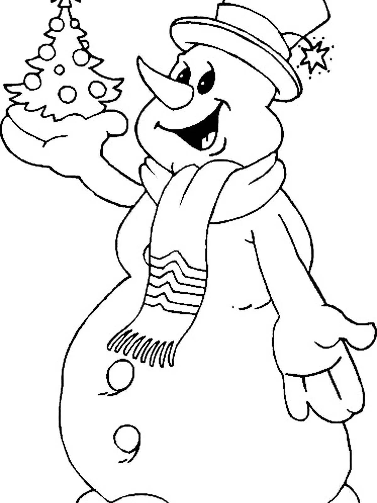 Adorable Christmas snowman coloring book