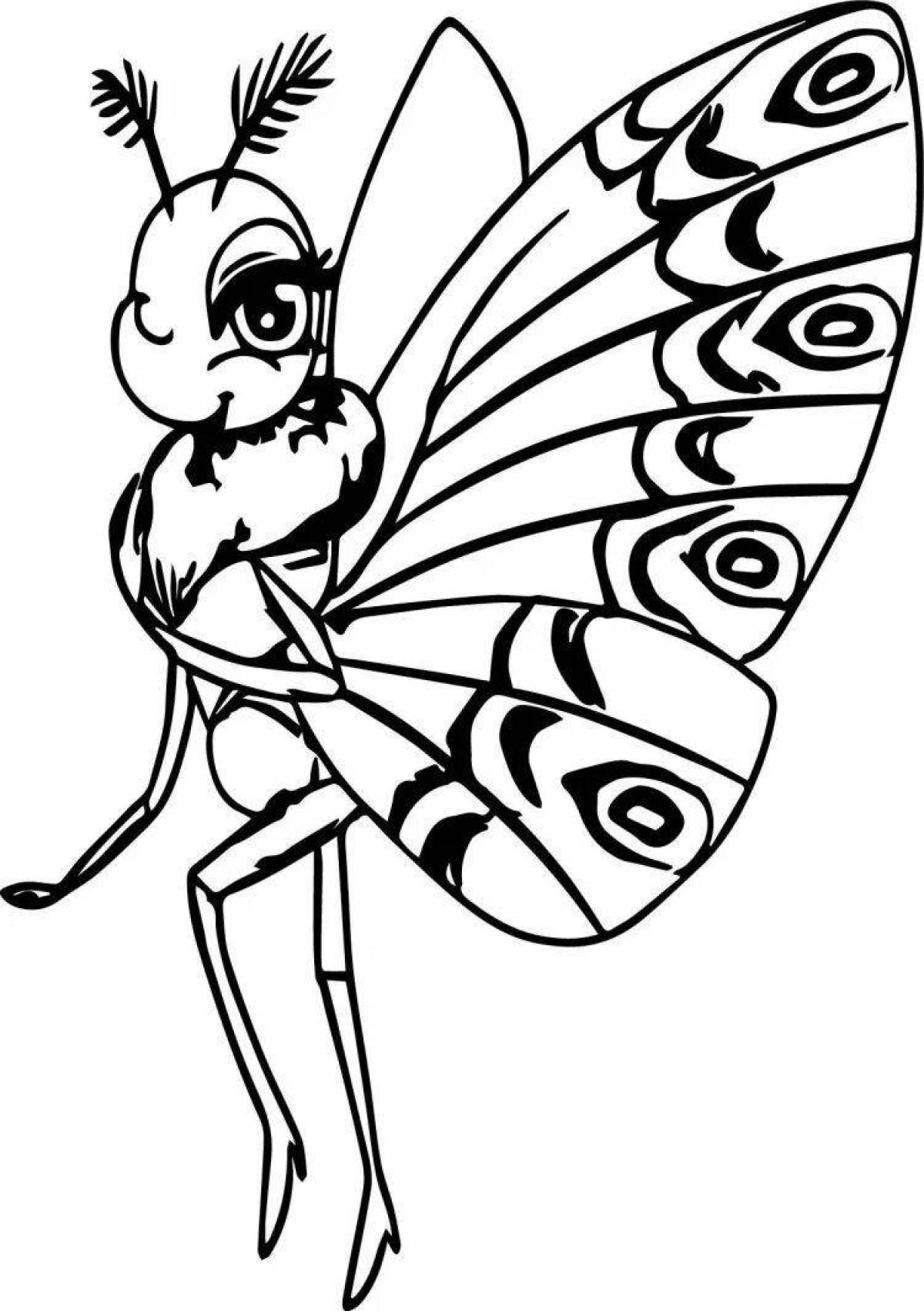 Exotic butterfly coloring pages from Luntik