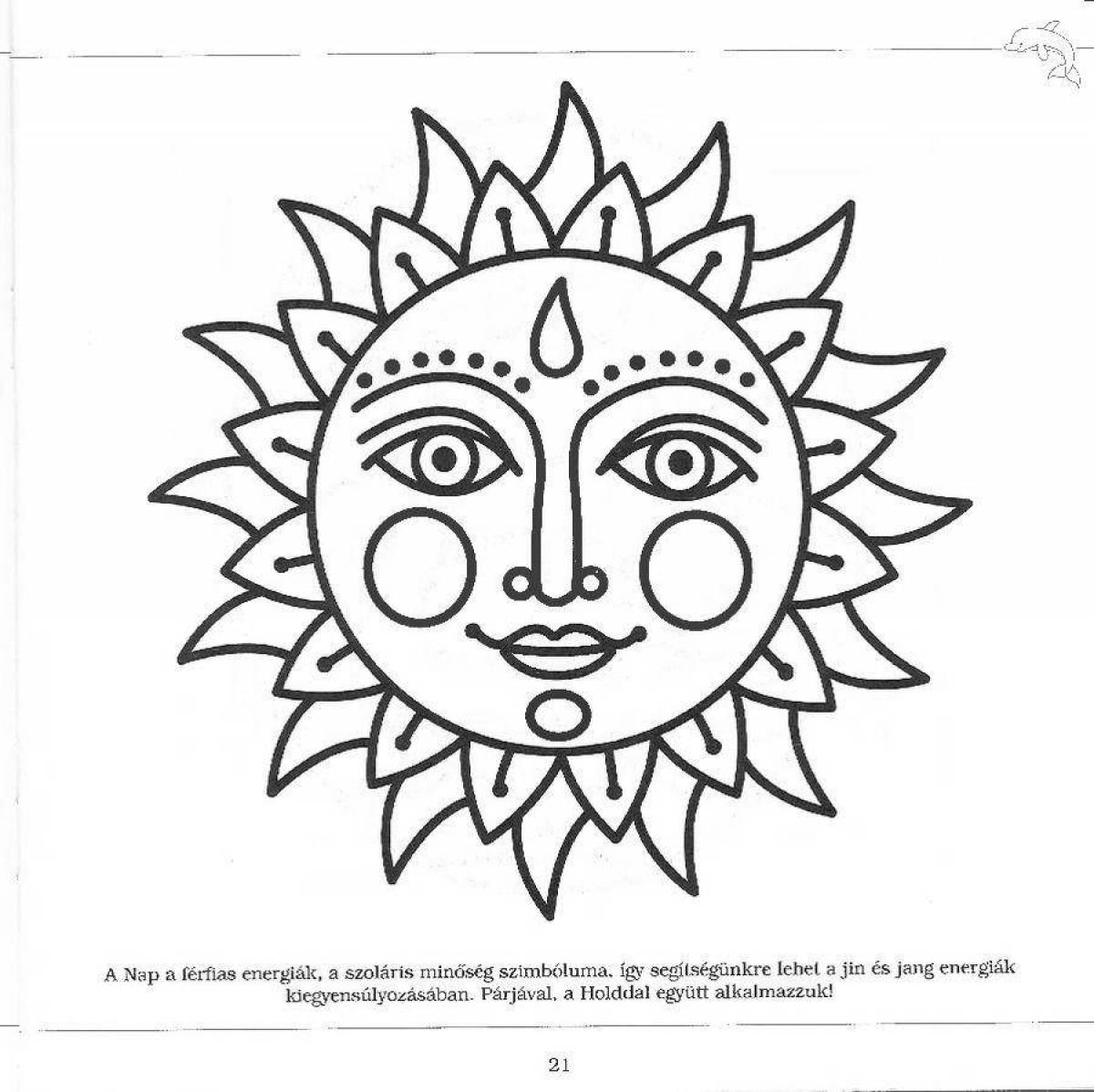 Radiant carnival sun coloring page
