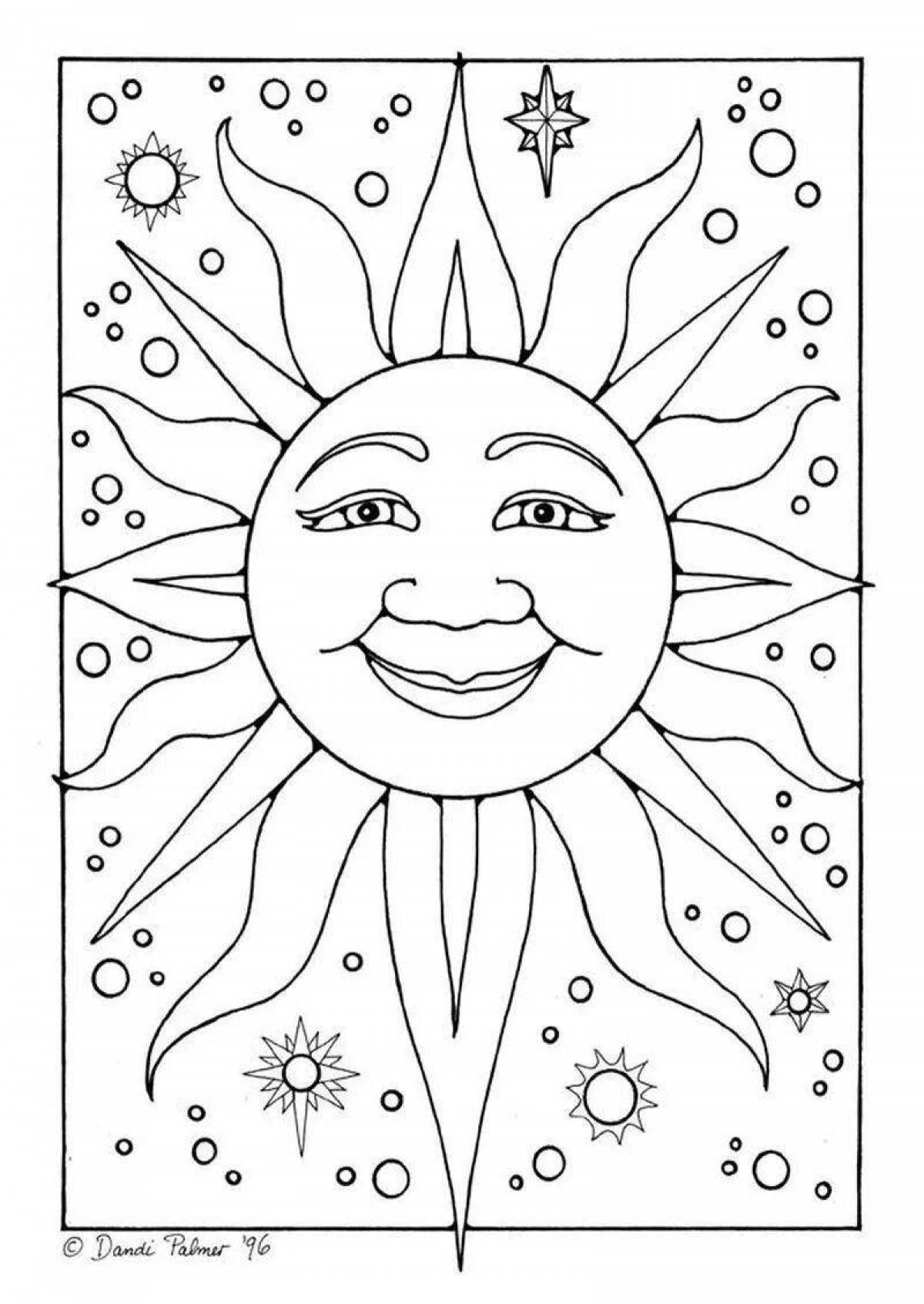 Coloring page dazzling carnival sun