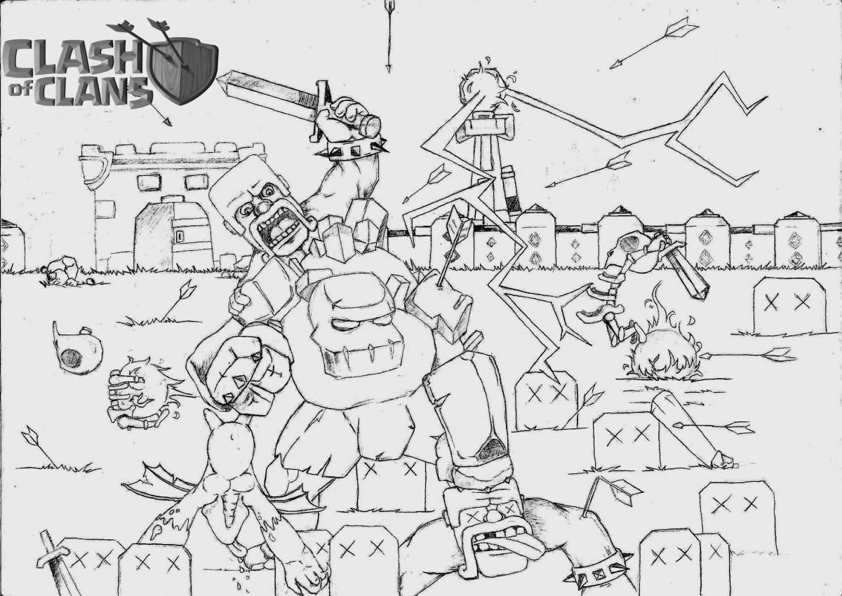 Calming clash royale arena coloring page