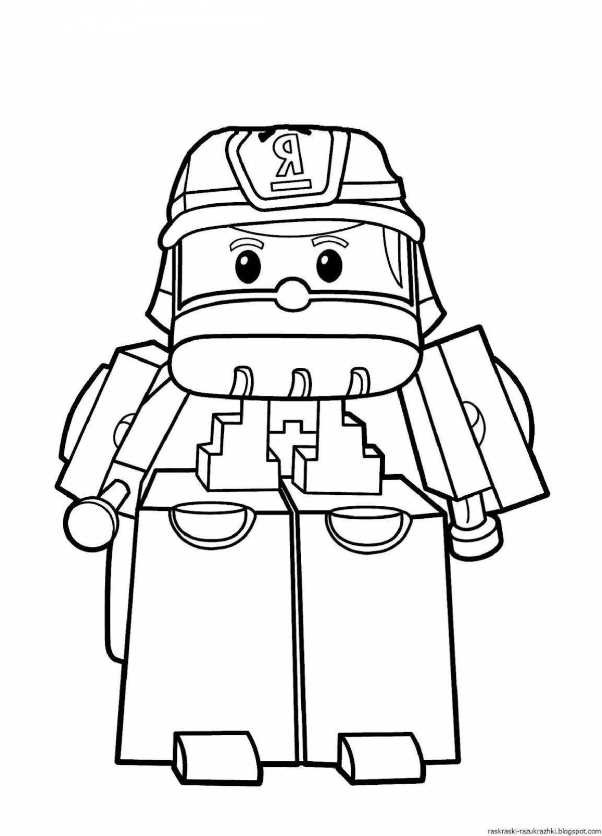 Mark robocar poly colorful coloring page