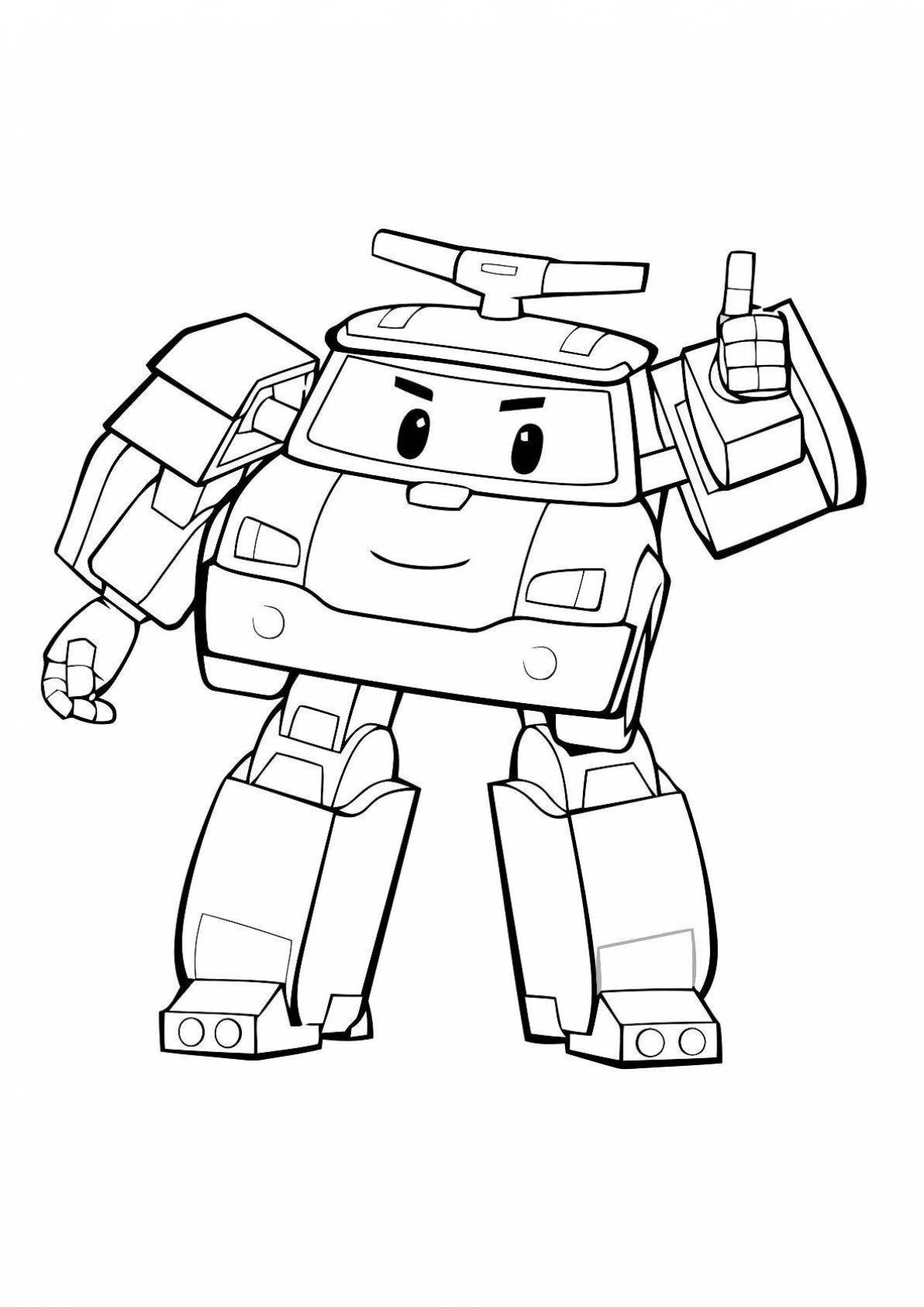 Coloring page charming mark robocar poly