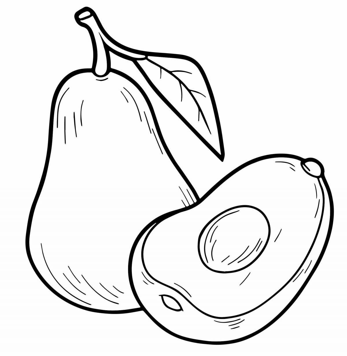 Animated avocado coloring page