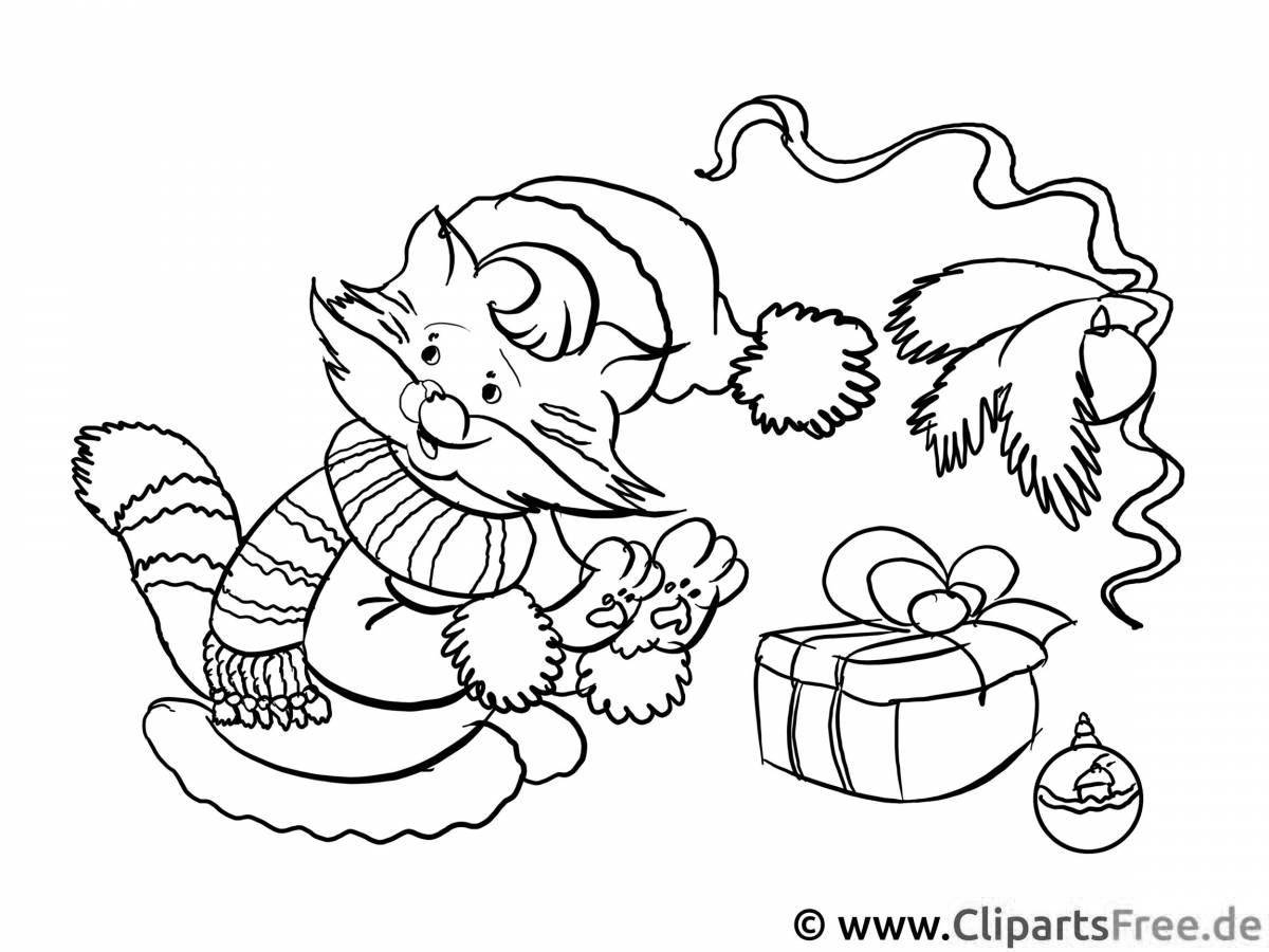 Glitter Christmas cat coloring book