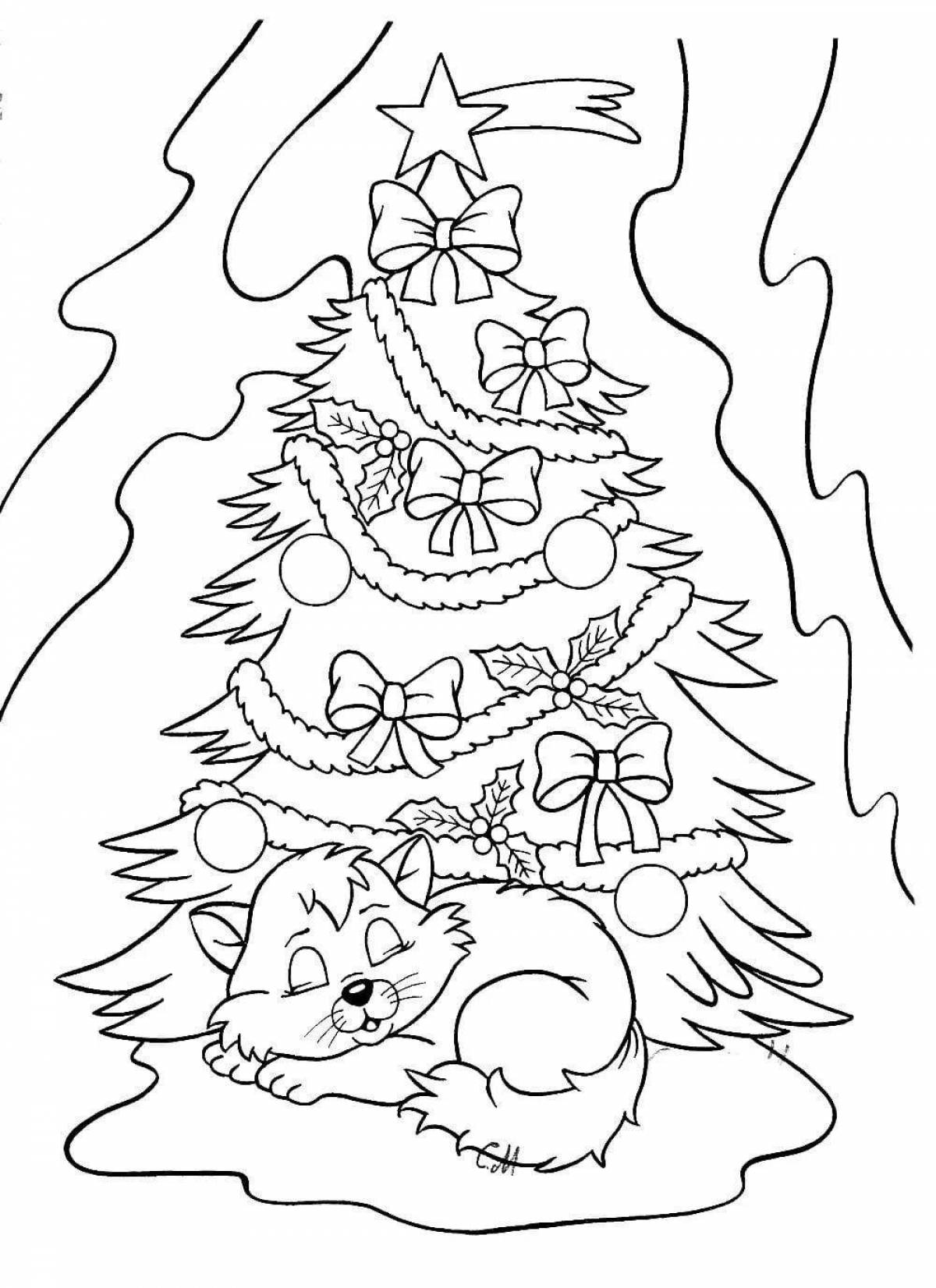 Christmas coloring book sparkling cat