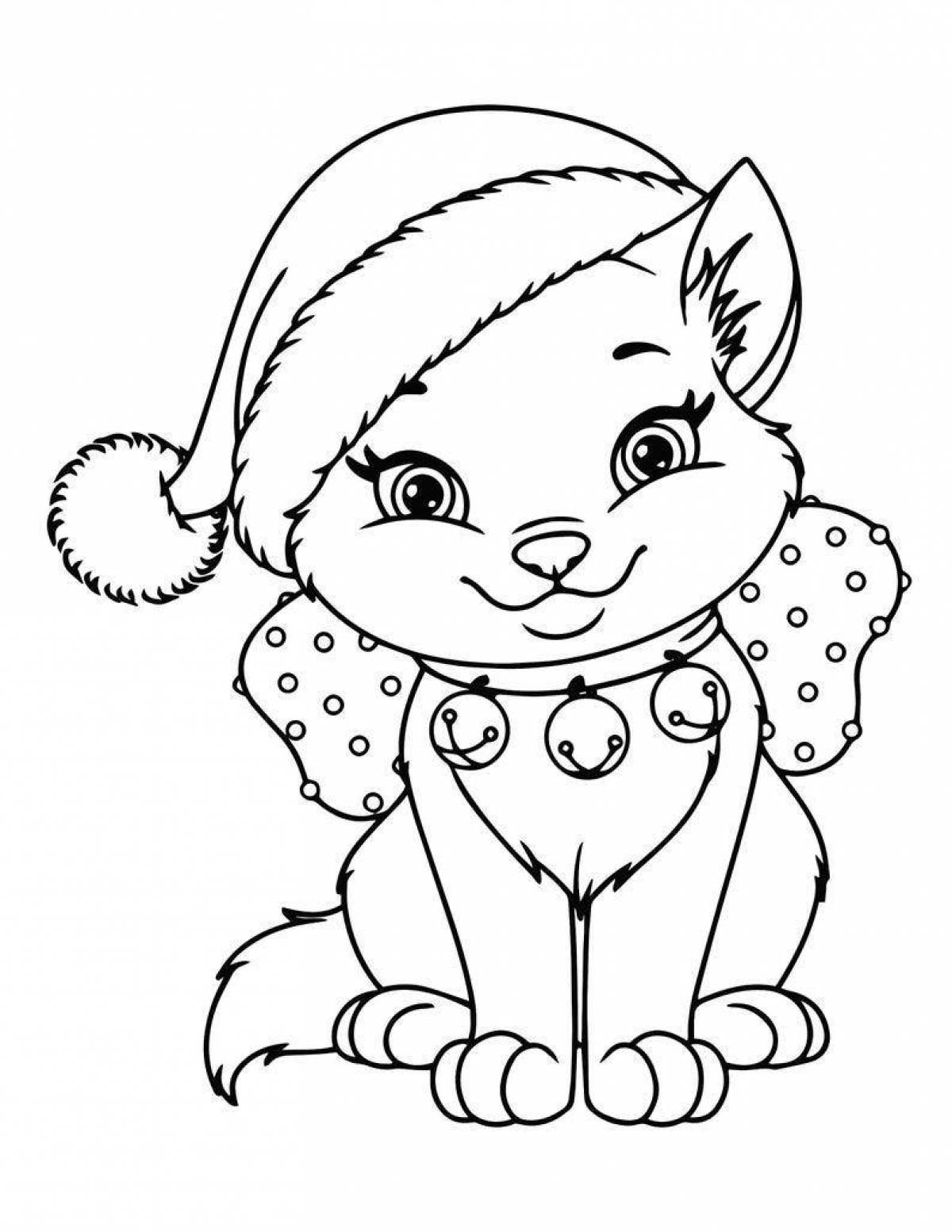 Gorgeous Christmas cat coloring book