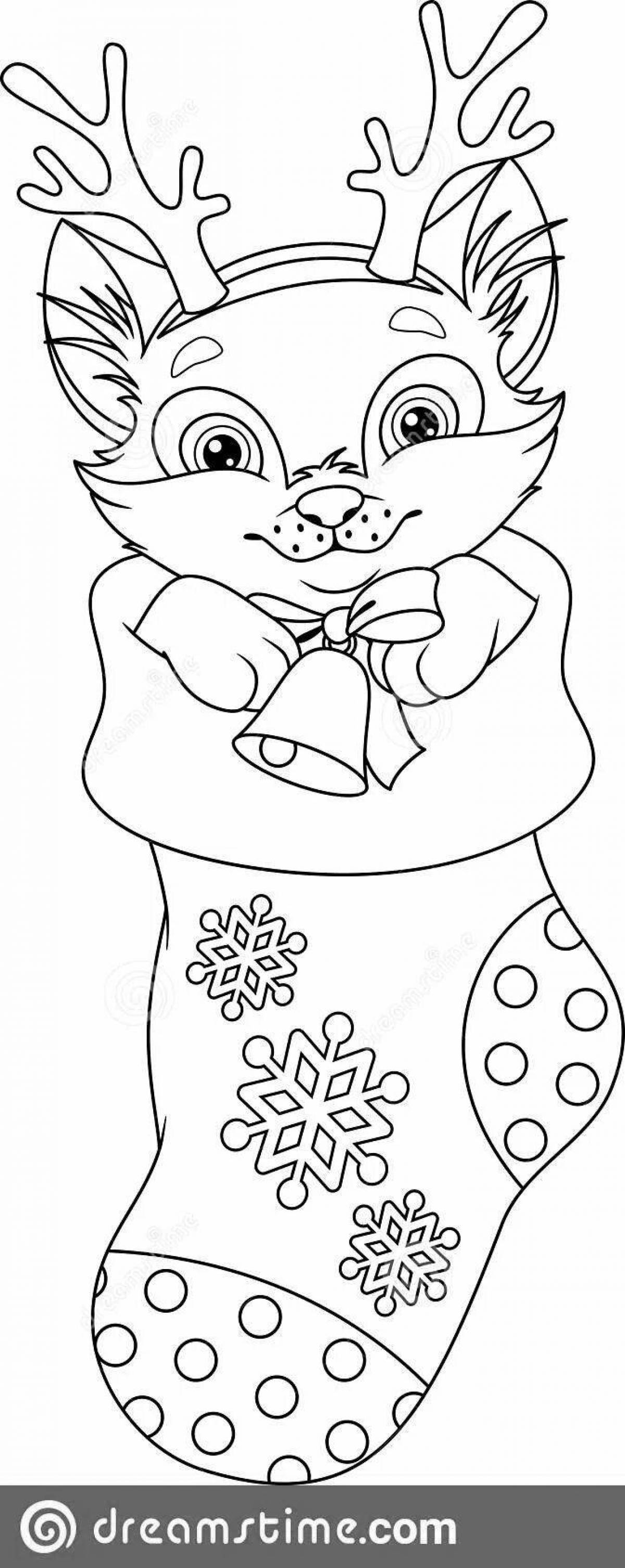 Christmas coloring funny cat