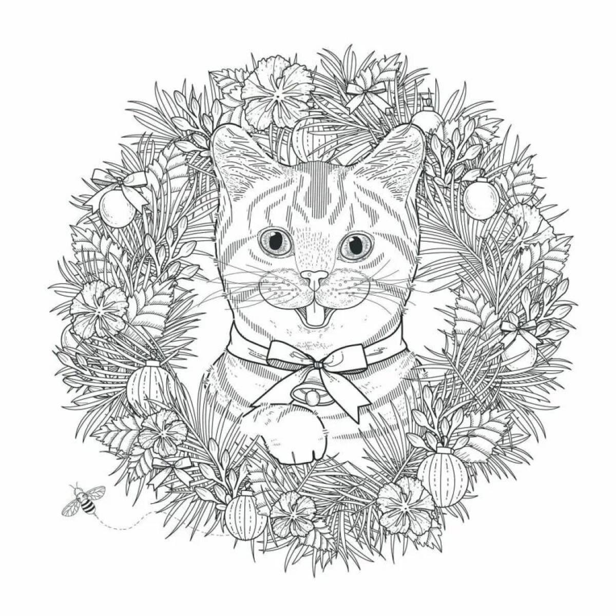 Color-zany cat Christmas coloring book