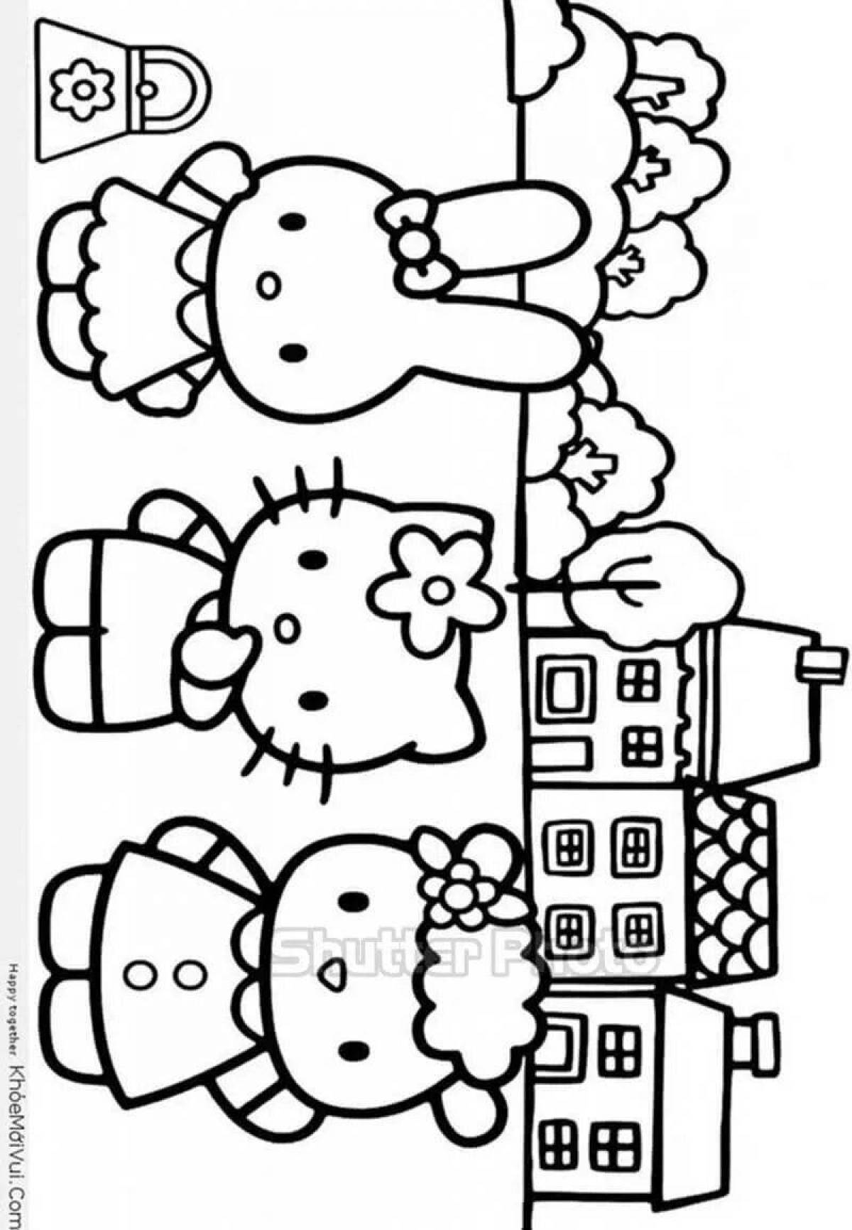 Adorable hello kitty coloring page