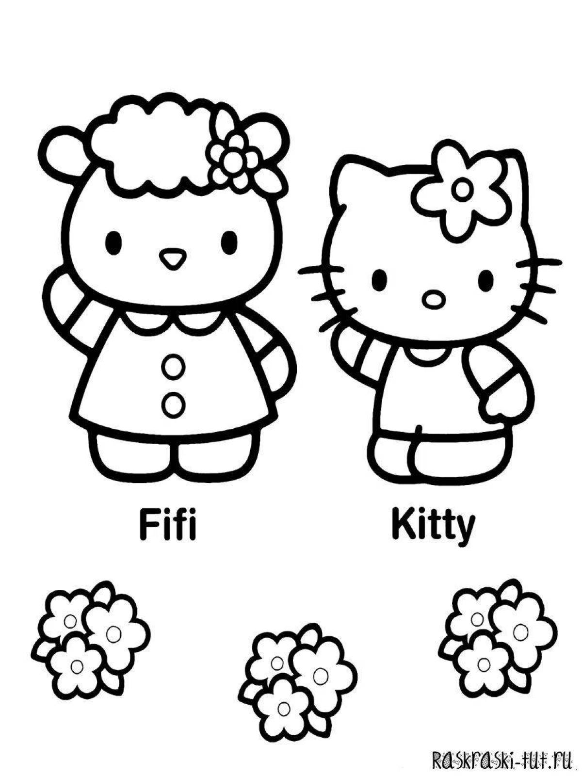 Cute hello kitty coloring page