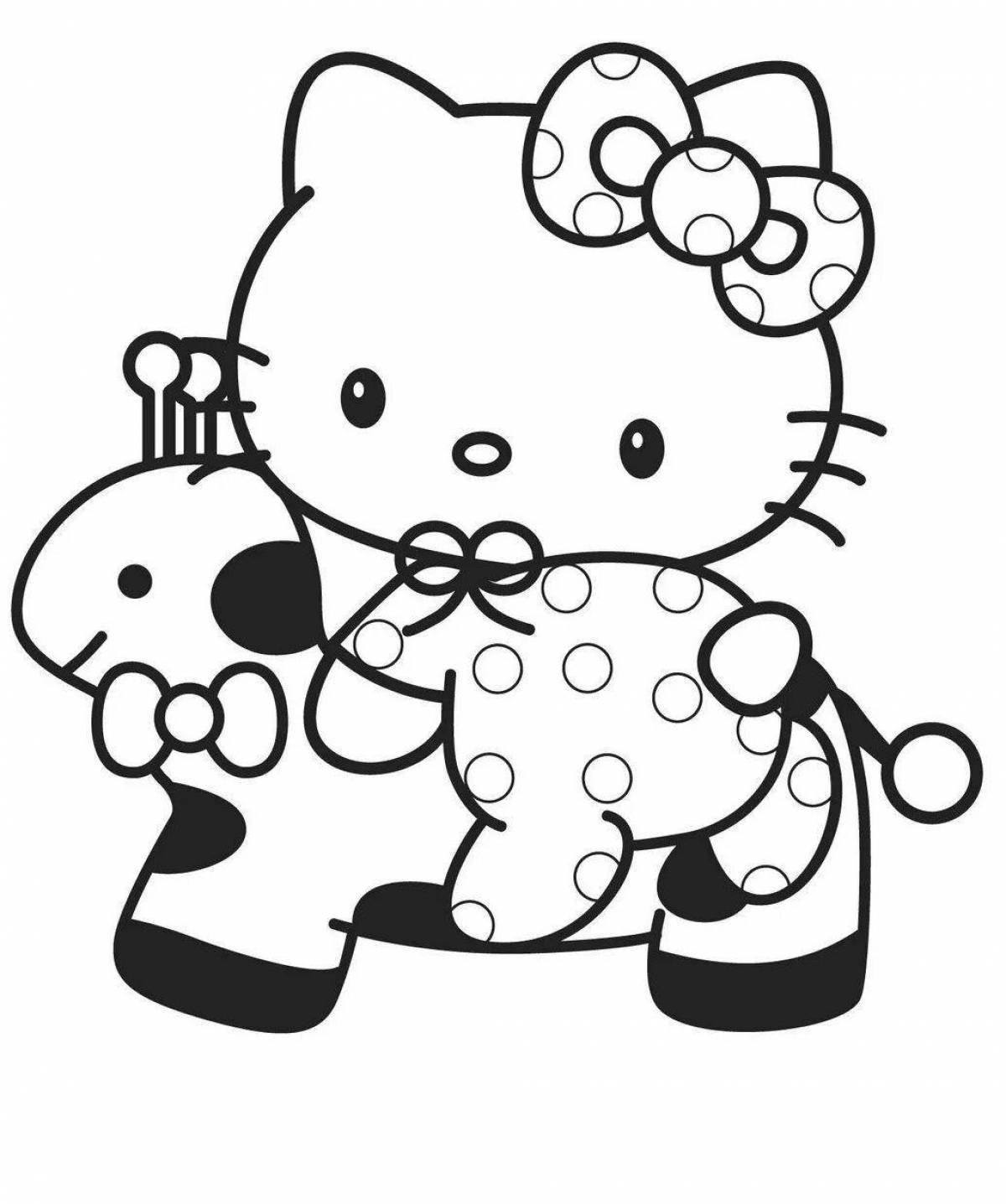 Большая страница раскраски hello kitty