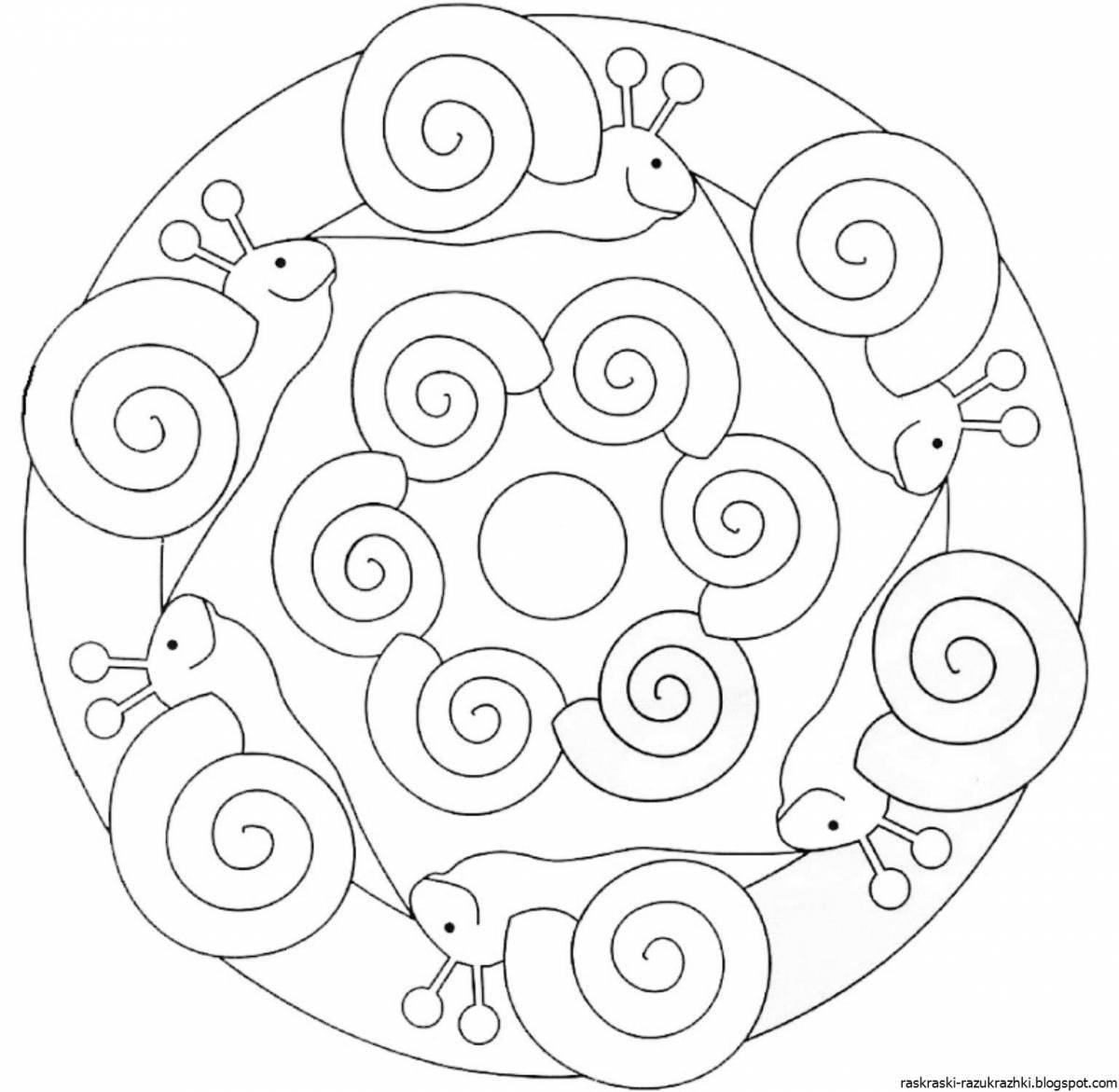 Coloring page with bright circle pattern