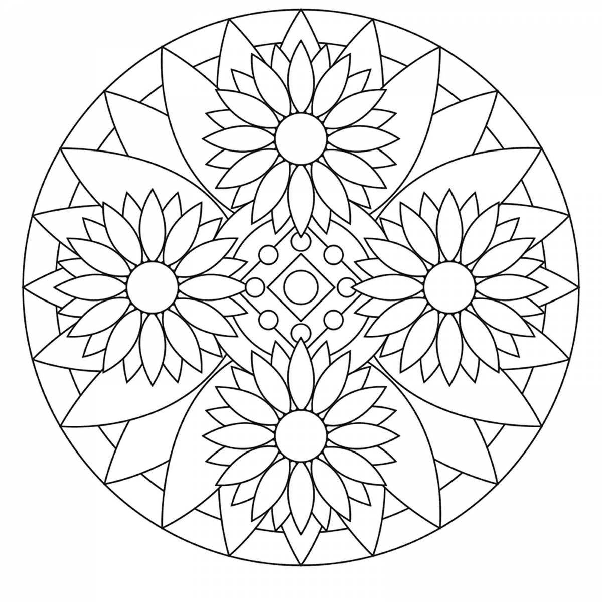 Coloring page with an attractive circular pattern