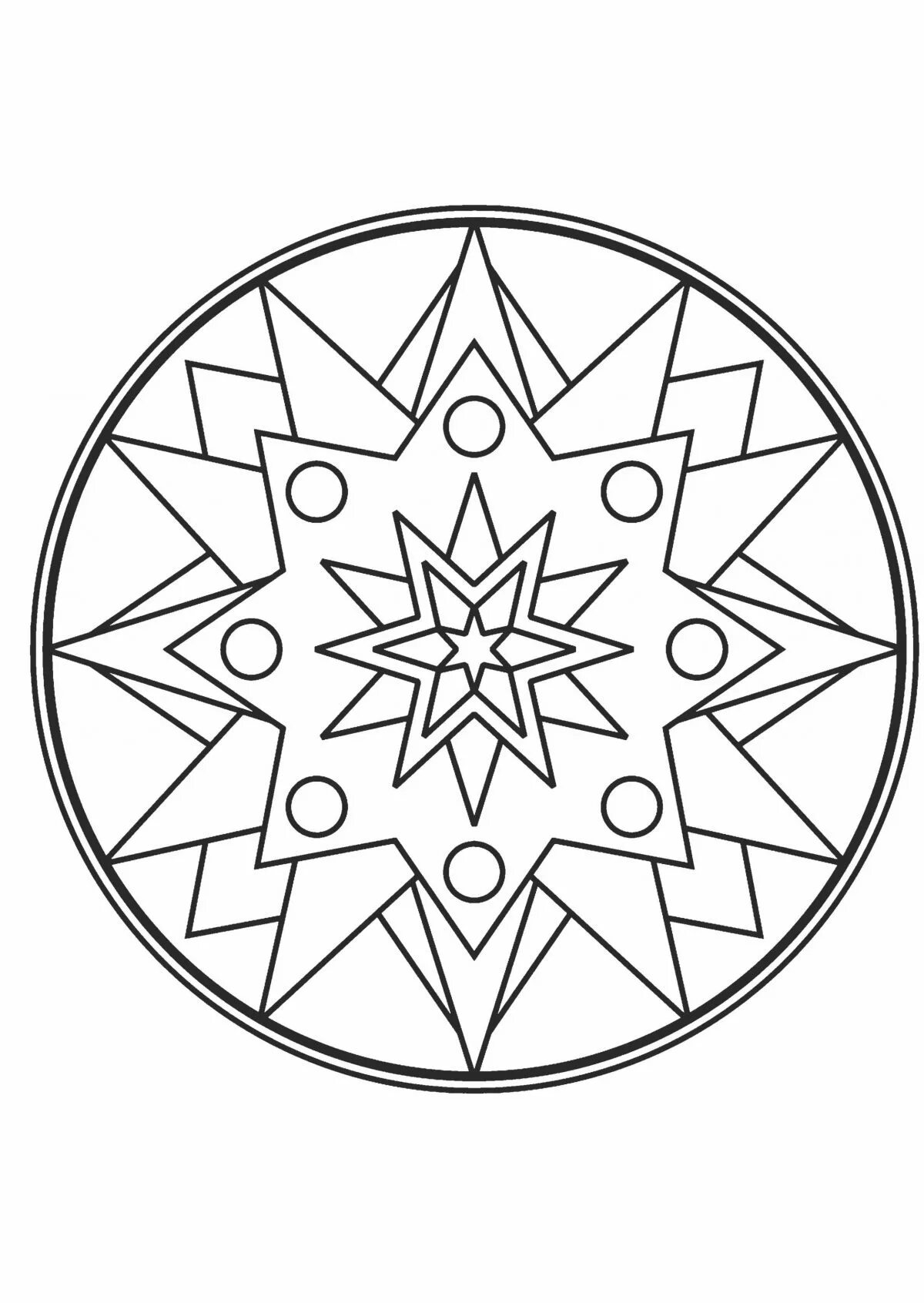 Coloring page with bright circular pattern
