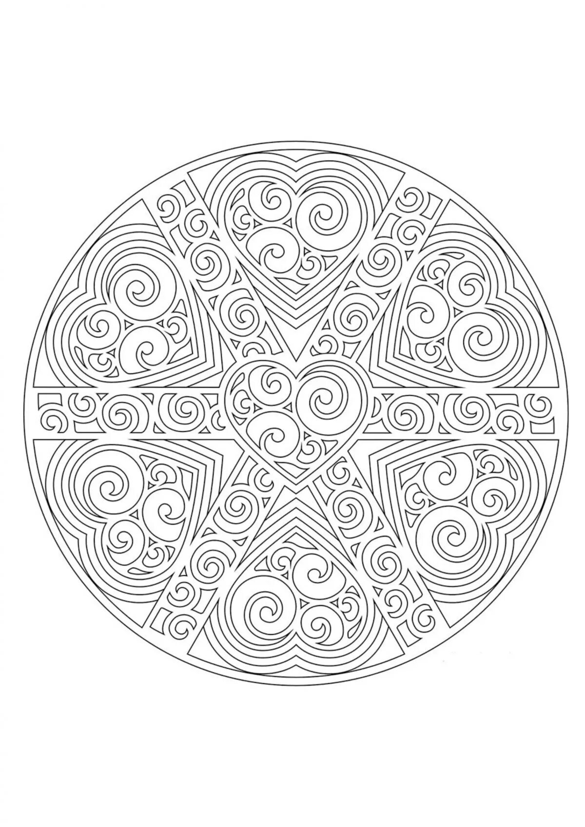 Coloring page with a pattern of bright circles