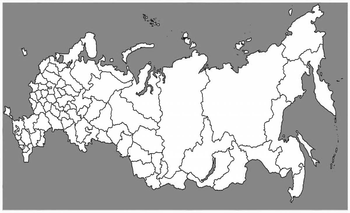Раскраска веселая контурная карта россии