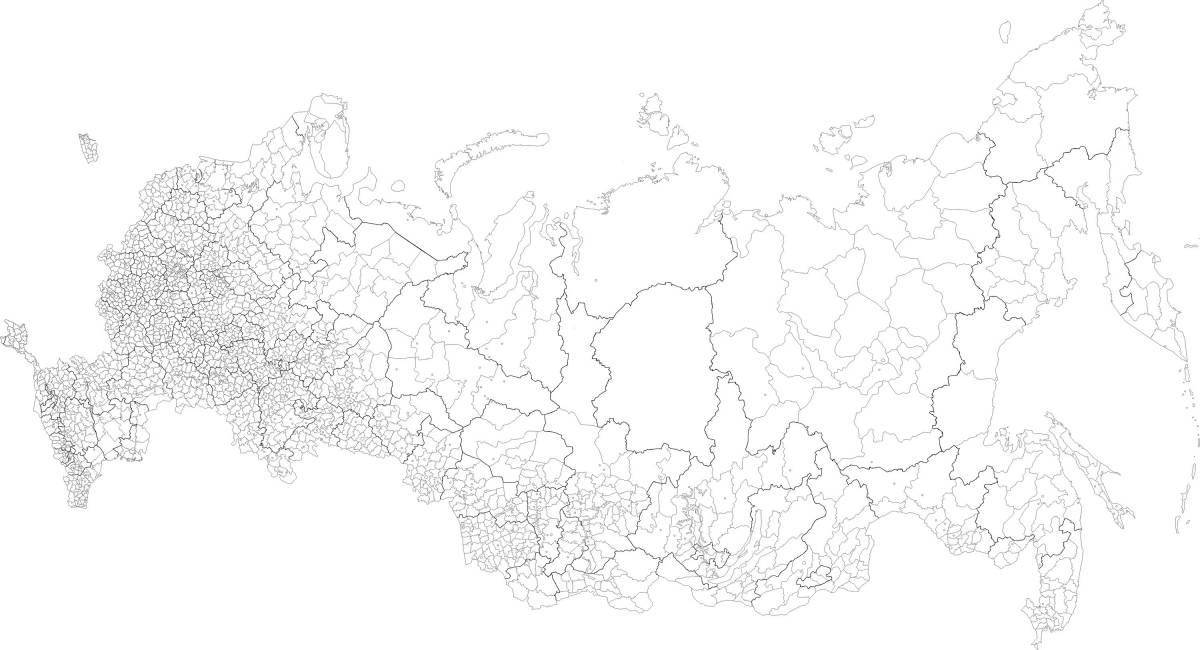 Playful outline map of russia coloring book