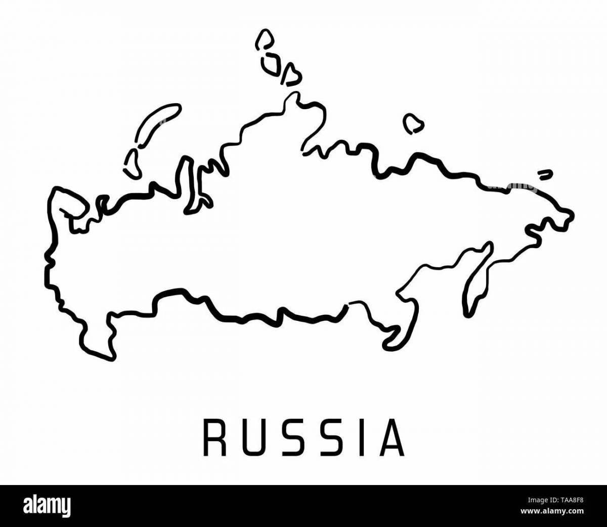 Colouring page amazing outline map of russia