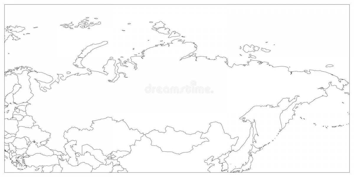 Coloring page charming outline map of russia
