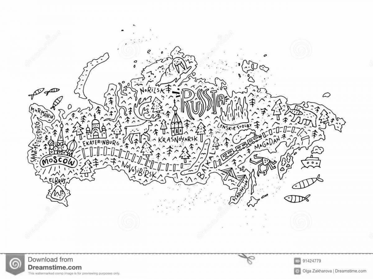 Coloring page beautiful outline map of russia