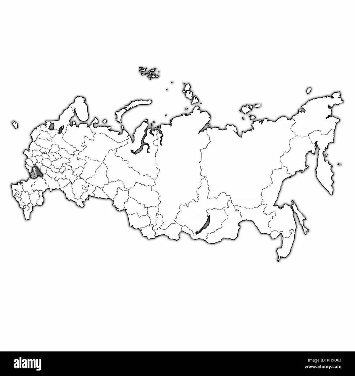 Attractive coloring outline map of russia