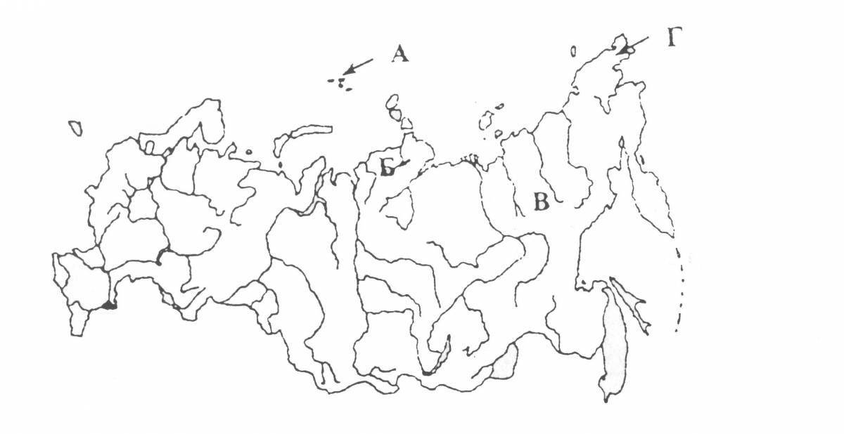 Coloring page exquisite outline map of russia