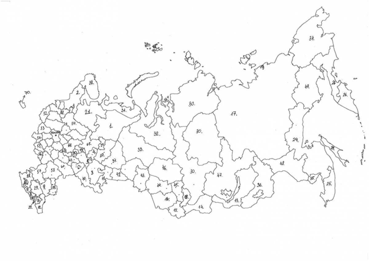 Coloring page stylish outline map of russia