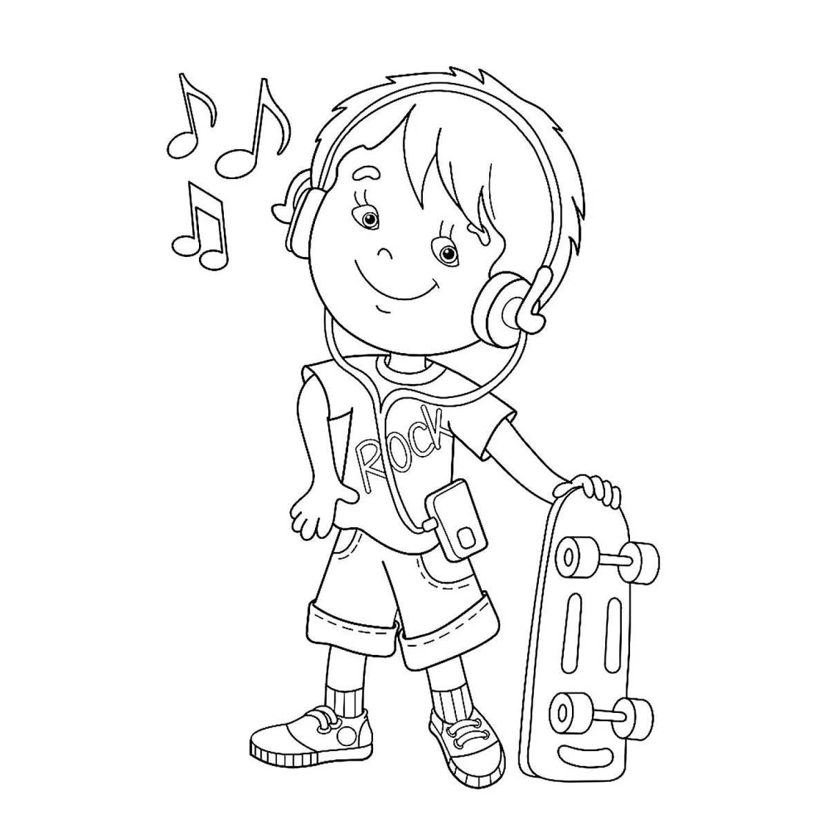 Magnetic coloring girl with headphones