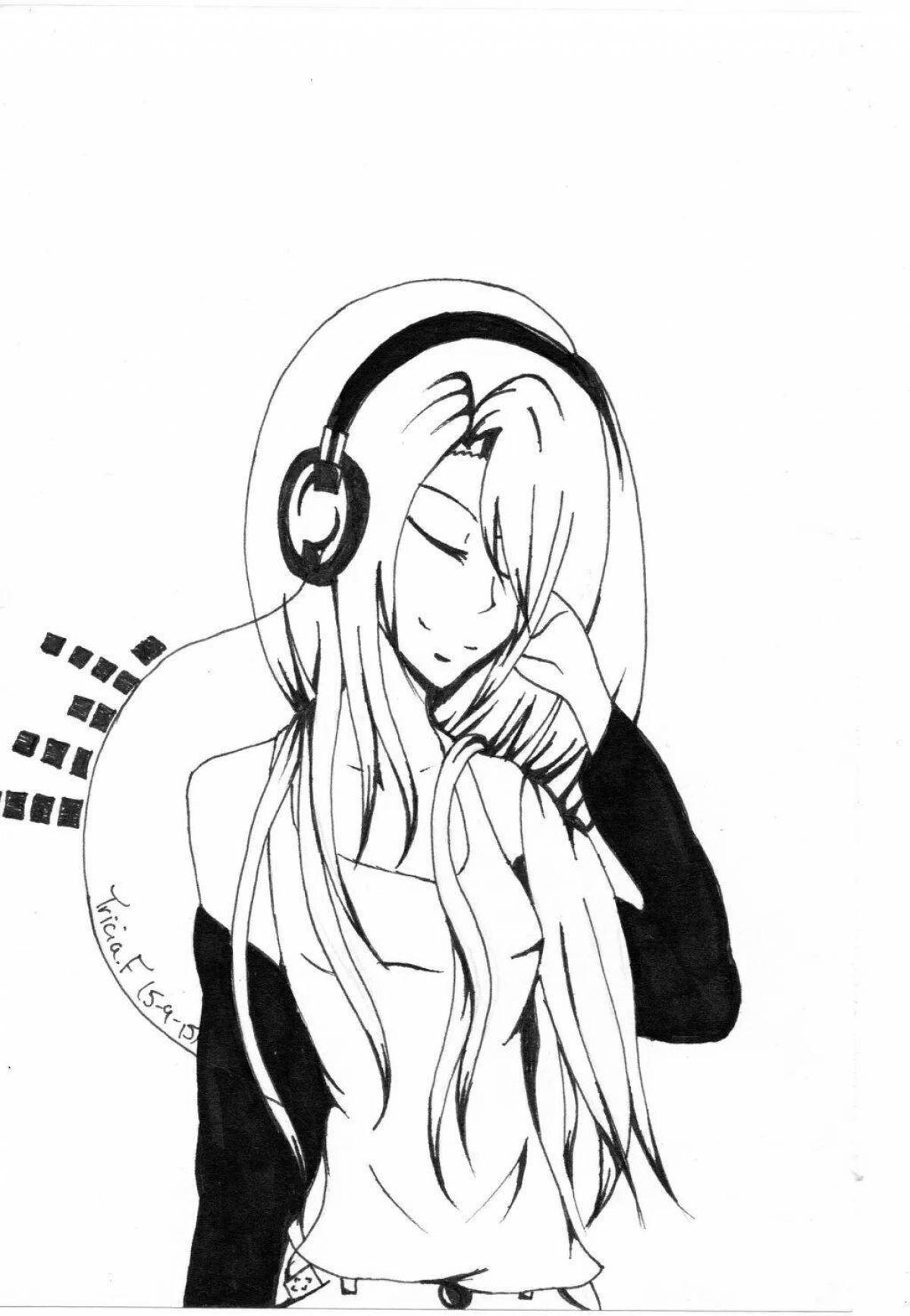 Girl wearing headphones #7