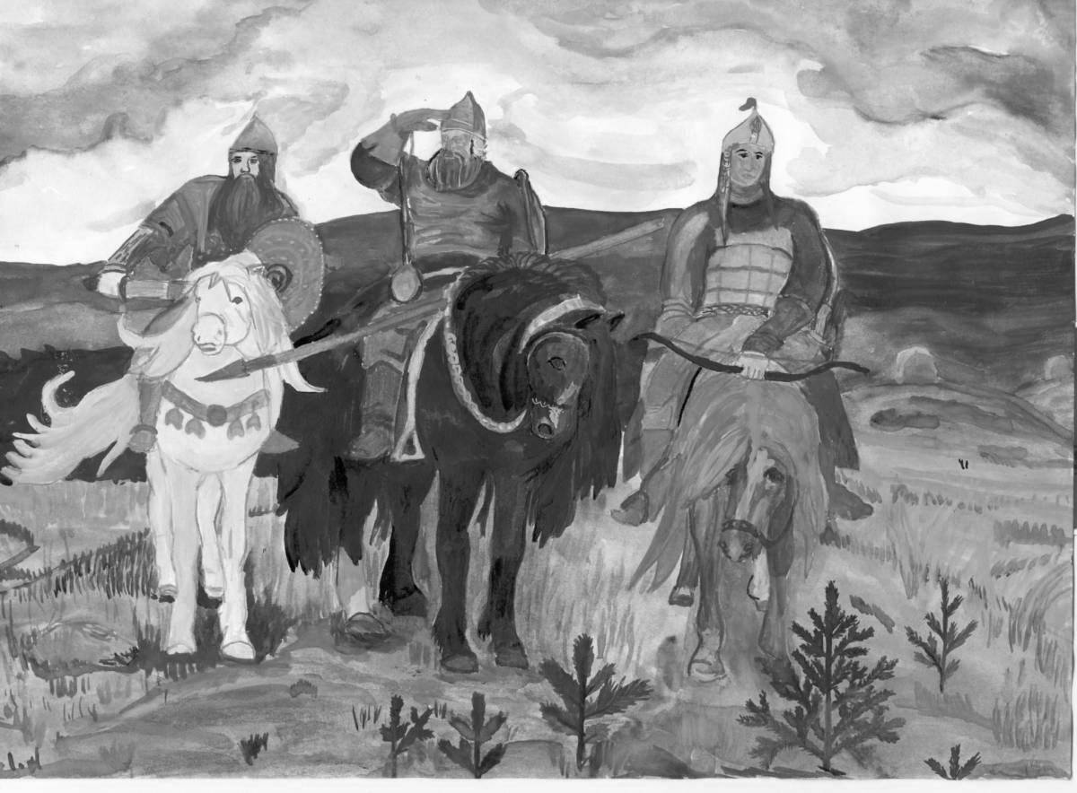 Great coloring of Vasnetsov's three heroes
