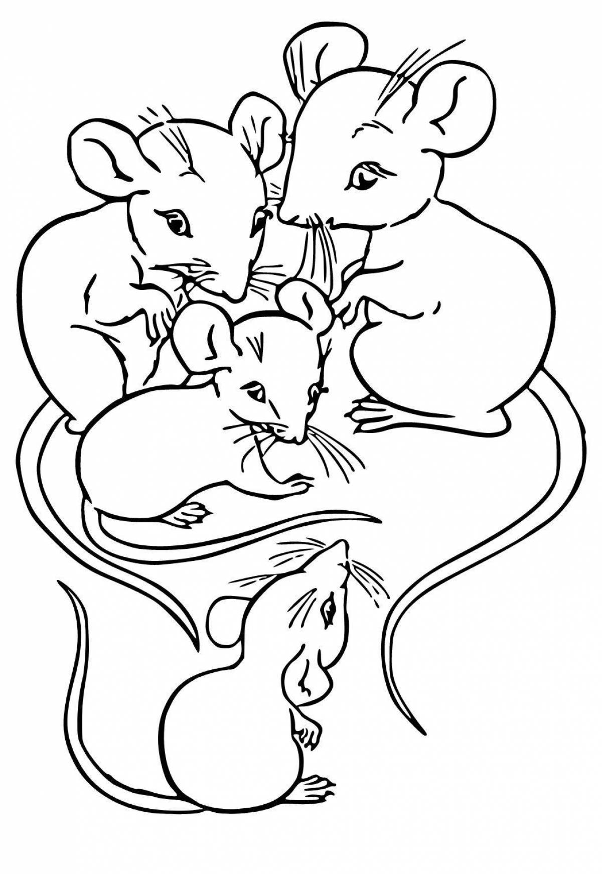 Colorful mouse and bear coloring page
