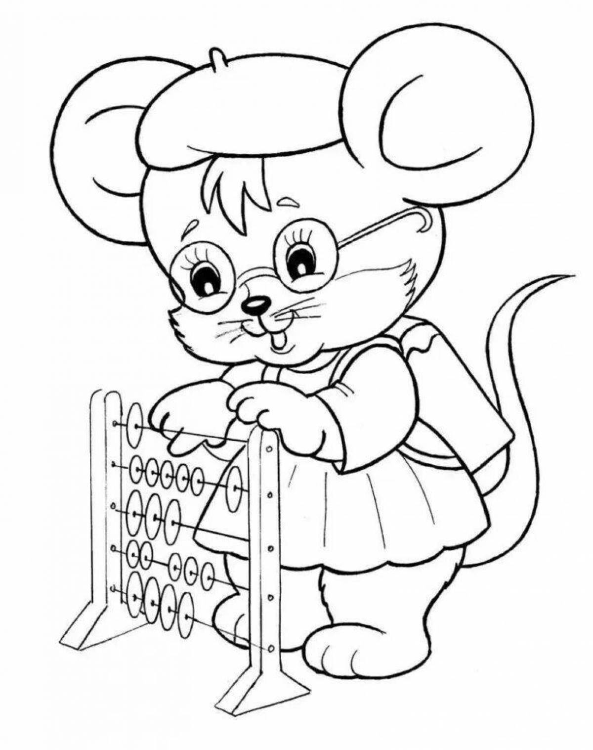 Coloring page playful mouse and bear