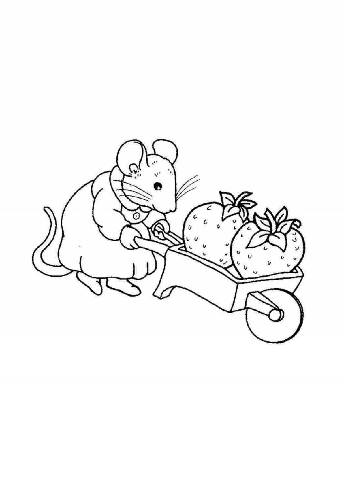 Coloring book funny mouse and bear