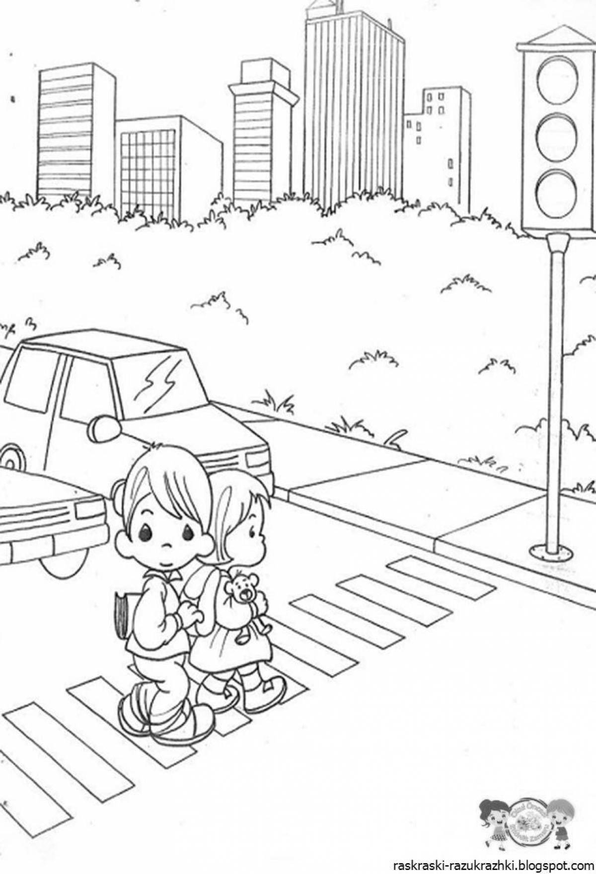 Zebra crossing coloring page