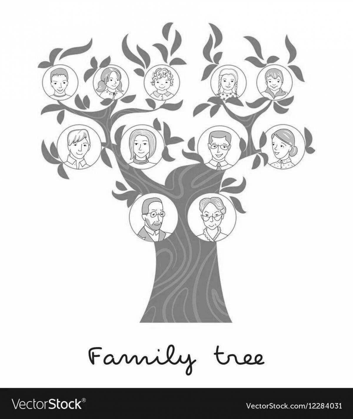 Coloring fun family tree