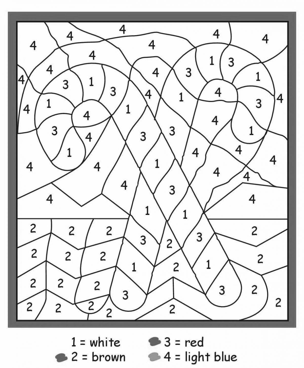 Fancy Christmas tree coloring by numbers